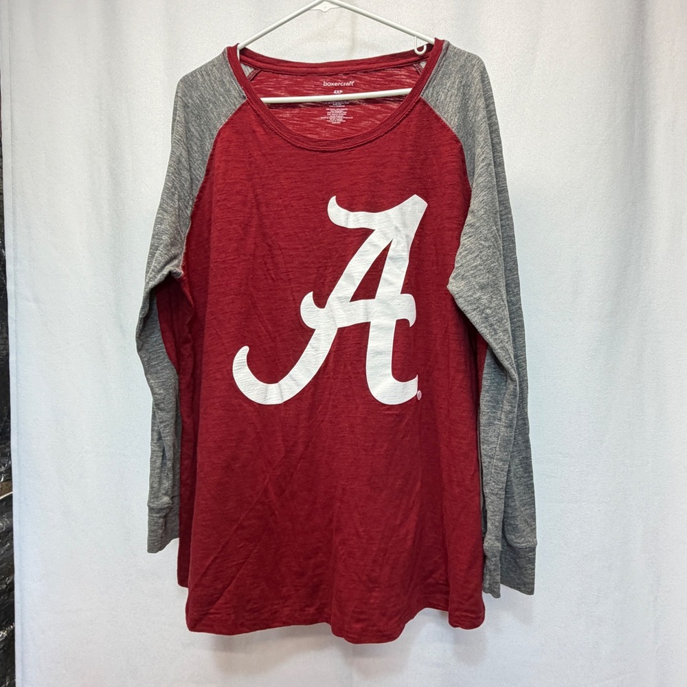 Alabama Crimson Tide Women 4XP Boxercraft Red Gray Raglan LS Shirt NCAA